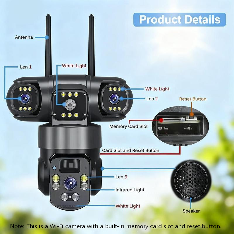 📹☀️ Offre à durée limitée : 50 % de réduction ! Caméra de sécurité extérieure Wi-Fi 6K 9 MP à triple objectif 🌳