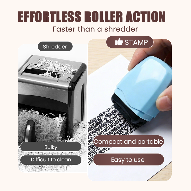 🔒📄 Tampon rouleau de protection des données – Brouilleur d’adresses efficace, encre à séchage rapide, protégez vos informations personnelles en un geste ✉️🛡️