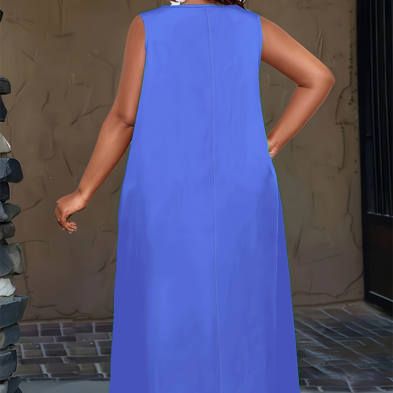 Robe longue sans manches décontractée pour femme, avec poches