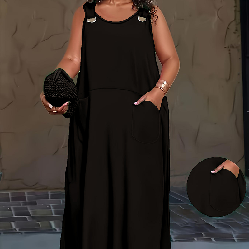 Robe longue sans manches décontractée pour femme, avec poches