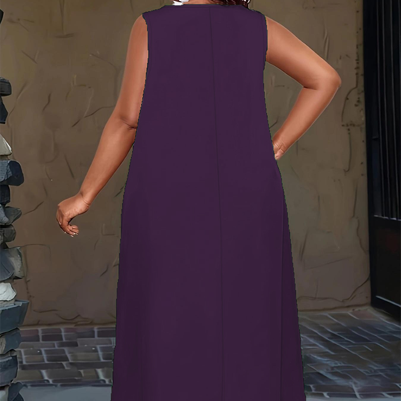 Robe longue sans manches décontractée pour femme, avec poches