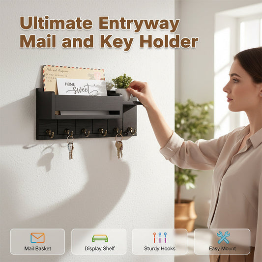🏆-50% MAINTENANT ! 📬Porte-courrier et porte-clés mural avec étagère – robuste, gain de place et installation simple – organisez votre entrée avec style 🏠