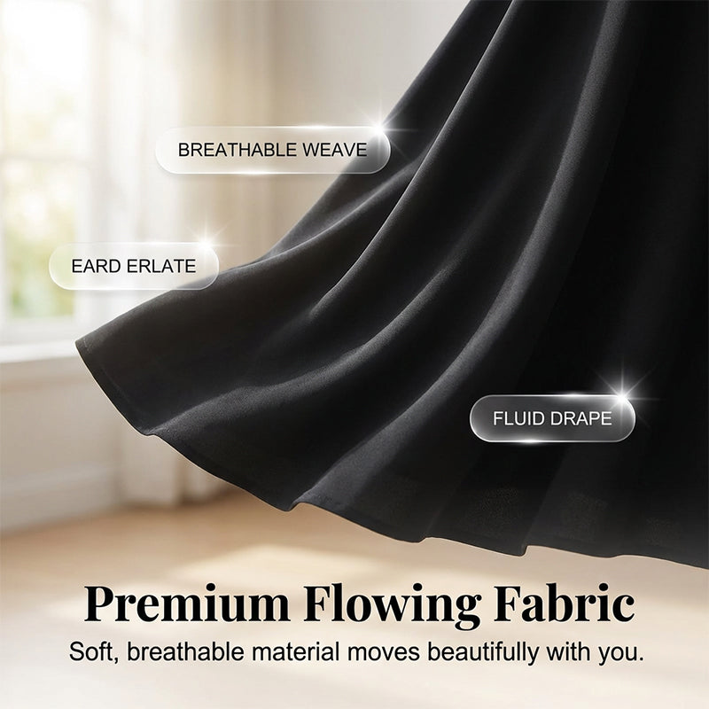 🥳Soldes exceptionnelles 2026🥳💞Plus de 50 000 exemplaires vendus !💥💕🌿-50% ! Robe élégante à manches bouffantes – Col V et taille haute pour une silhouette sablier. Respirante et infroissable. Idéale pour femmes matures.👗✅