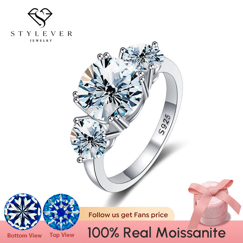 💍 -50% ! ✨ Bague de Fiançailles Trois Pierres en Moissanîte – Grade D VVS1 – 2,0 ct + 0,5 ct × 2 – Certifiée & Écrin Cadeau 🎁