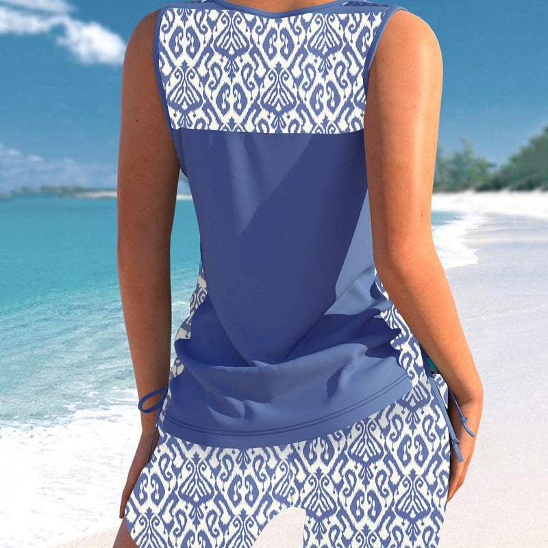 👙 50% DE RÉDUCTION ! 🌺 Ensemble Tankini Deux Pièces Imprimé – Haut Fluide & Shorty Assorti – Tissu Extensible Séchage Rapide – Parfait pour la Plage, la Piscine ou les Vacances ☀️🌊✨