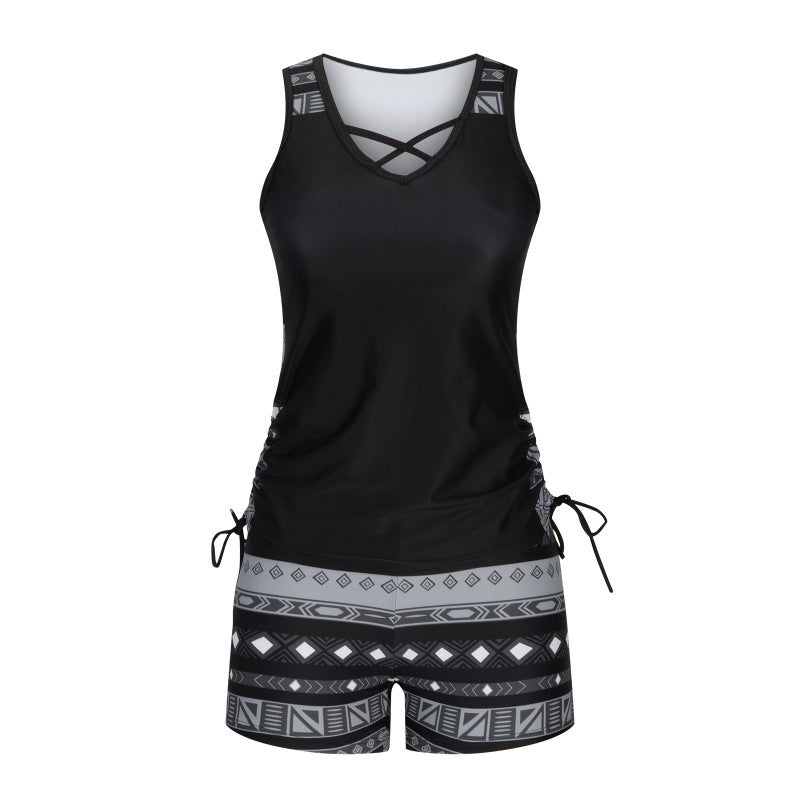 👙 50% DE RÉDUCTION ! 🌺 Ensemble Tankini Deux Pièces Imprimé – Haut Fluide & Shorty Assorti – Tissu Extensible Séchage Rapide – Parfait pour la Plage, la Piscine ou les Vacances ☀️🌊✨