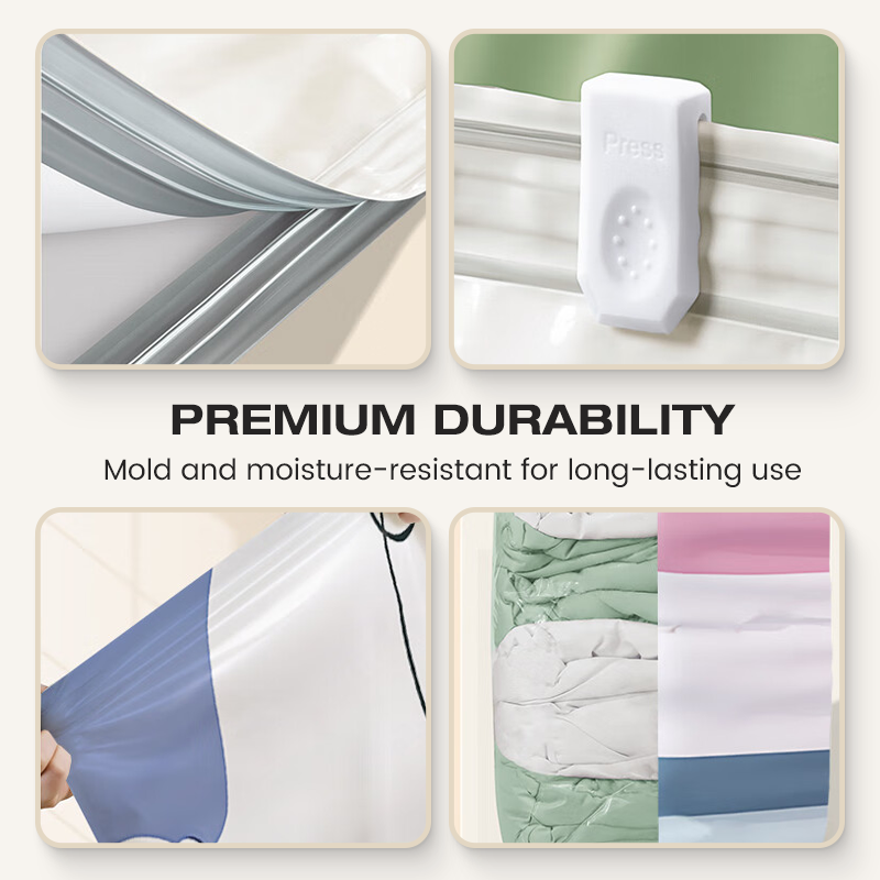 💐 ACHETEZ 2, OBTENEZ 1 GRATUIT ! 🧺 Sacs de rangement sous vide sans pompe – Gain de place jusqu’à 80% – Matériau résistant PA+PE, idéal pour vêtements, literie & coussins 🛏️