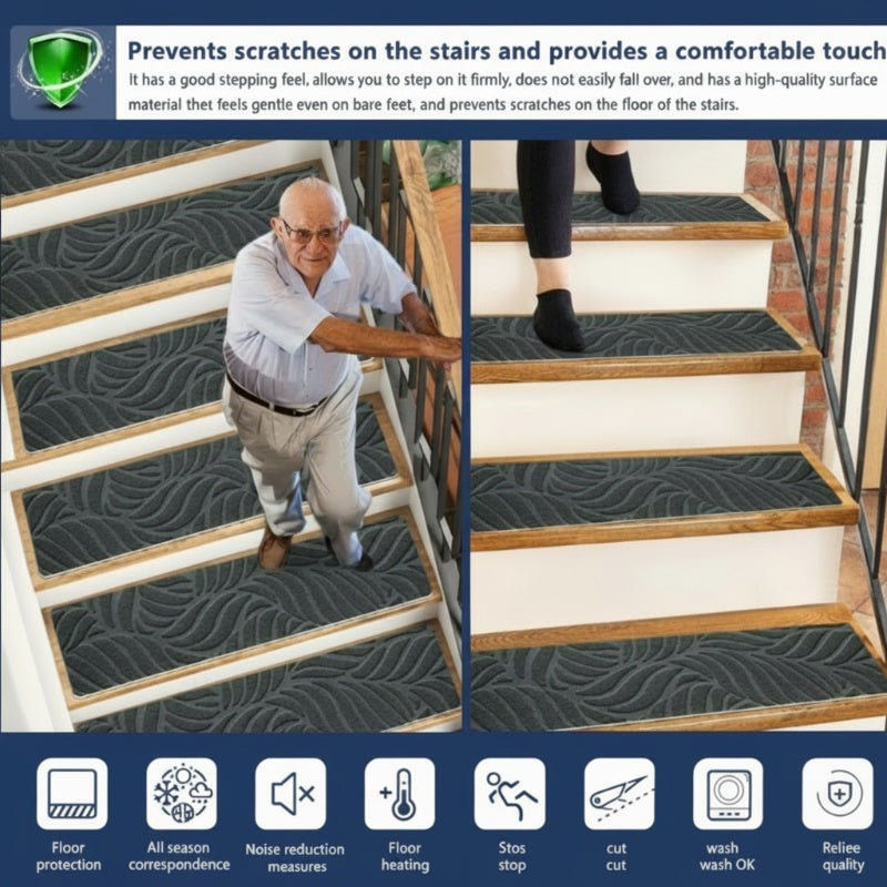 👣 PROMO FLASH : 50% DE RÉDUCTION ! ✨ Tapis Antidérapants Auto-Adhésifs pour Escalier – TPR & Fibres Mélangées – 2 Tailles for Sécurité & Confort à la Maison 🏠
