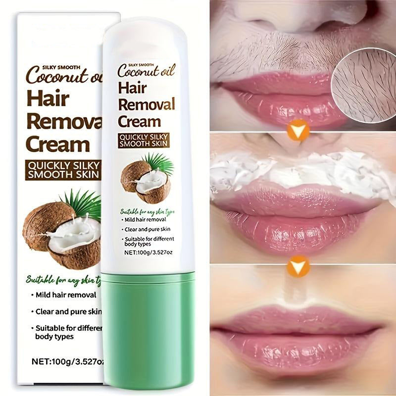 🥥-50% DE RABAIS ! Comme si vous rouliez une noix de coco sur vos jambes et que tous les poils glissaient ! Cette crème dépilatoire avec racloir dissout les poils jusqu’à la racine – pas de chaumes, pas d’irritation.