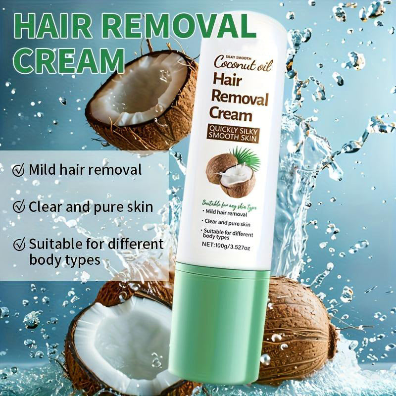 🥥-50% DE RABAIS ! Comme si vous rouliez une noix de coco sur vos jambes et que tous les poils glissaient ! Cette crème dépilatoire avec racloir dissout les poils jusqu’à la racine – pas de chaumes, pas d’irritation.
