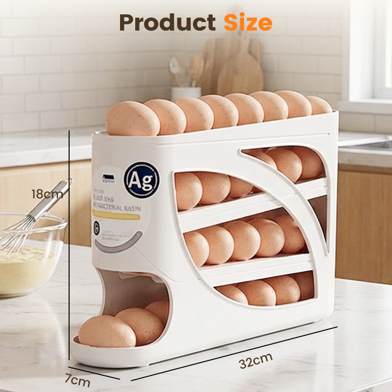 🥚 -50% ! 🧊 Organisateur de Rangement d’Œufs pour Réfrigérateur – PP – 32×18×7 cm – ~30 Œufs – Design à Gravité – Empilable – Blanc Cassé/Beige/Blanc 🥚