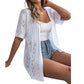 🔥Cardigan en maille ajourée à manches courtes pour femme💦 | Style Bohème & Fraîcheur Été 🌸