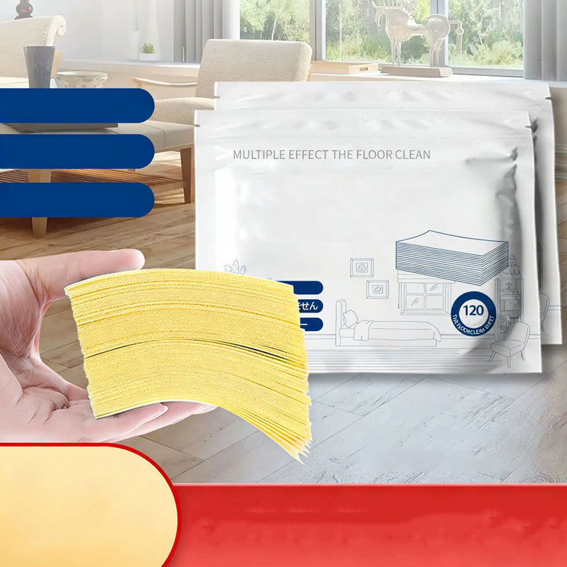 🧽 Lingettes nettoyantes multi-surfaces – Dissolution instantanée dans l'eau, élimination puissante des taches – Sûres pour tous les sols (parquet, carrelage, stratifié) – Brillant sans traces – 120 lingettes 🌟