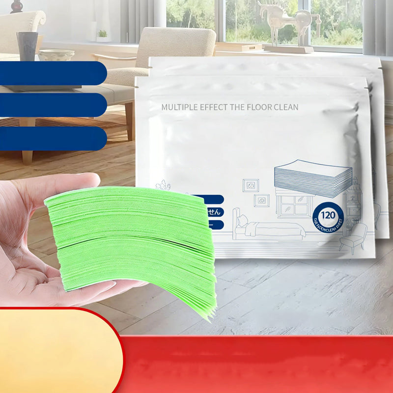 🧽 Lingettes nettoyantes multi-surfaces – Dissolution instantanée dans l'eau, élimination puissante des taches – Sûres pour tous les sols (parquet, carrelage, stratifié) – Brillant sans traces – 120 lingettes 🌟