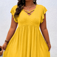 👗 50% DE RÉDUCTION ✨ Robe col V à volants – Élégante, cintrée & polyvalente – Parfaite pour le bureau, les brunchs ou les rendez-vous – chic et féminine 🌸💃🌿