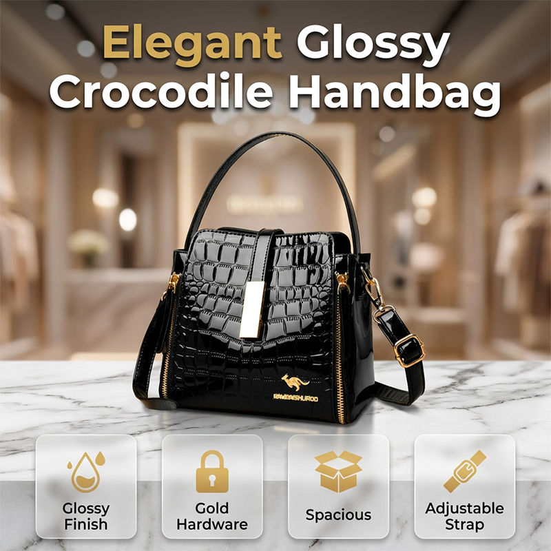 📢📢50 % DE RÉDUCTION !! ⏰ Sac à Main Croco Brillant – Élégant, Structure, Polyvalent 💎