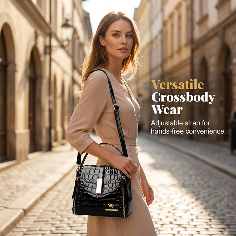 📢📢50 % DE RÉDUCTION !! ⏰ Sac à Main Croco Brillant – Élégant, Structure, Polyvalent 💎