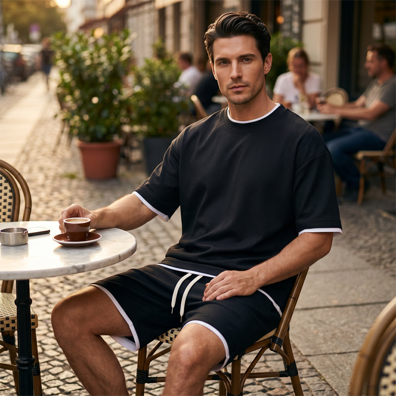 🎉 Soldes 2026 — Plus de 88 000 vendus ! 👕 Ensemble T-shirt & short texturé gaufre – Tissu frais et léger ☀️