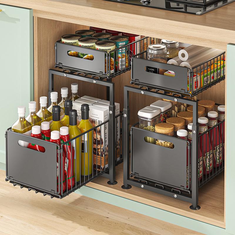 🧂✨ -50% | Organisateur Coulissant Réglable pour Sous Évier – Étagère de Rangement Multifonction pour Cuisine, Épices et Accessoires