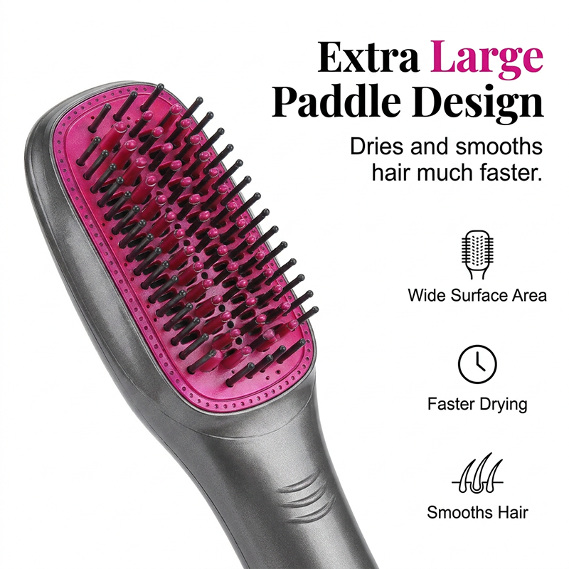 🛡️💇‍♀️ Brosse coiffante sans chaleur excessive – Panneaux flottants anti-brûlure, ions négatifs, domptez les frisottis et apportez une brillance satinée à vos pointes sans risque de fourches 🔥🚫