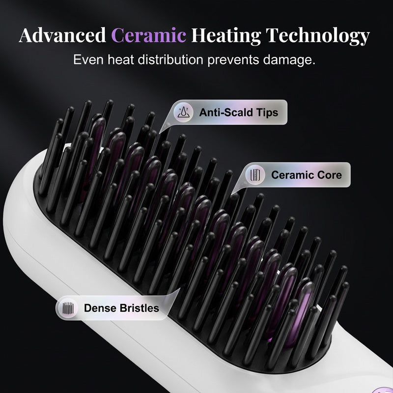 🔥 -50% DE RABAIS 💥 Brosse lissante céramique sans fil ✨ Lissage et coiffage en une seule étape – rapide, douce pour les cheveux, résultat digne d’un salon chez vous 💇‍♀️