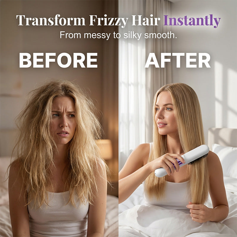🔥 -50% DE RABAIS 💥 Brosse lissante céramique sans fil ✨ Lissage et coiffage en une seule étape – rapide, douce pour les cheveux, résultat digne d’un salon chez vous 💇‍♀️