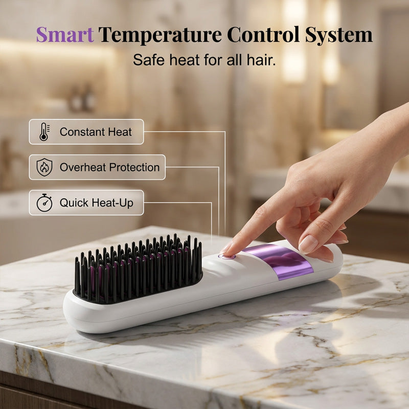 🔥 -50% DE RABAIS 💥 Brosse lissante céramique sans fil ✨ Lissage et coiffage en une seule étape – rapide, douce pour les cheveux, résultat digne d’un salon chez vous 💇‍♀️