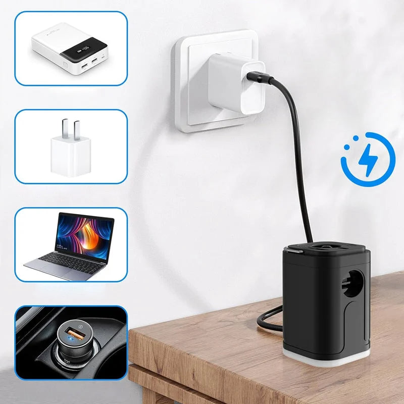 🌲 PROMO LIMITÉE 50% DE RÉDUCTION ! ✨ Pompe à Air Camping Rechargeable – Gonflage Rapide, Compacte, 5 Embouts 🏕️