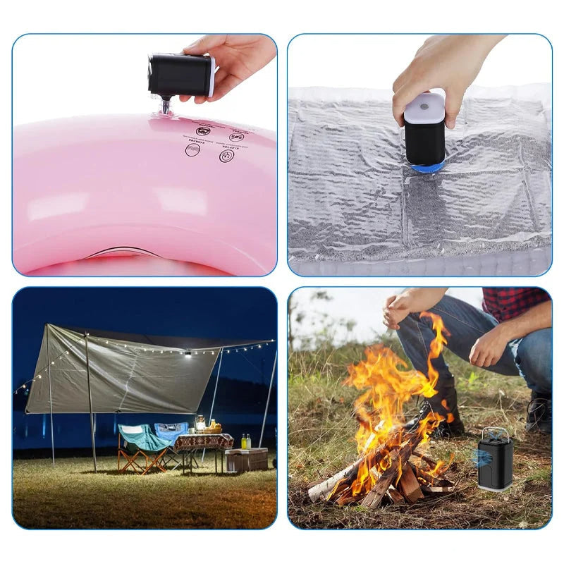 🌲 PROMO LIMITÉE 50% DE RÉDUCTION ! ✨ Pompe à Air Camping Rechargeable – Gonflage Rapide, Compacte, 5 Embouts 🏕️