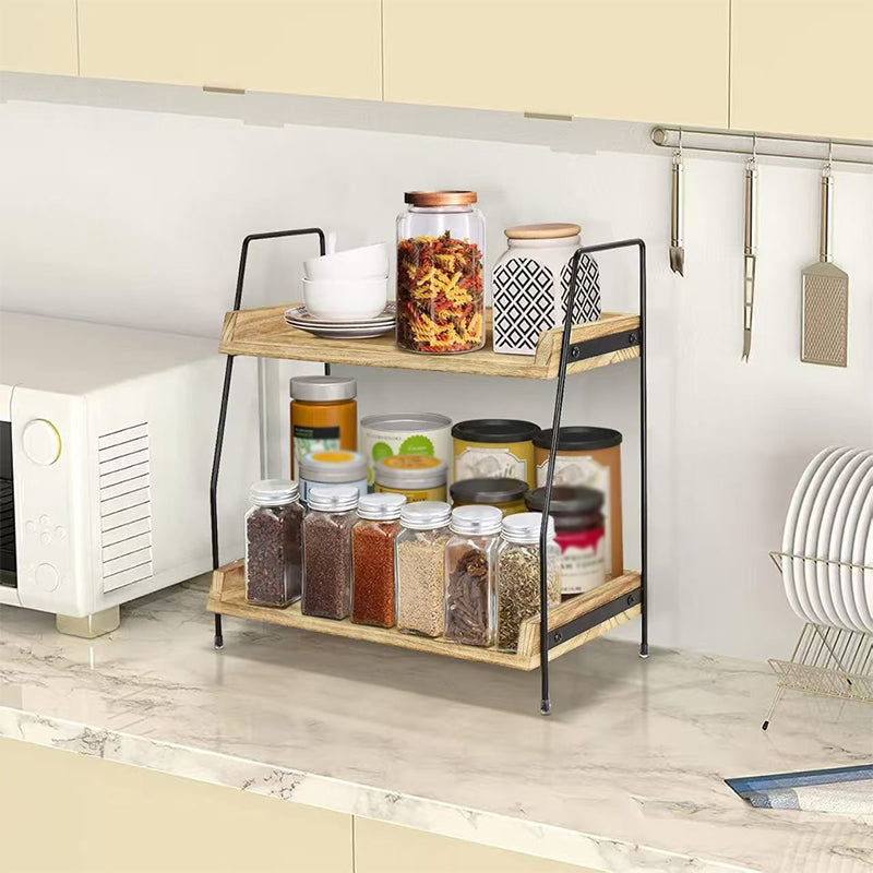 🍽️‑50 %⏰ Étagère de rangement de plan de travail à 2 niveaux, optimise l’espace sur le plan de cuisine – garde épices et ustensiles bien rangés et facilement accessibles