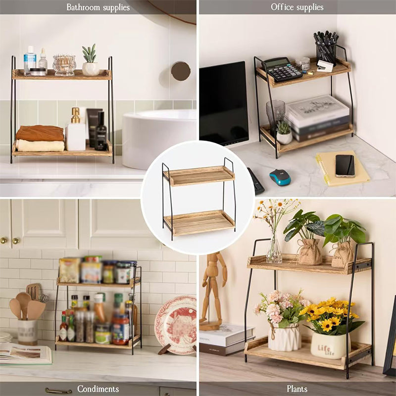 🍽️‑50 %⏰ Étagère de rangement de plan de travail à 2 niveaux, optimise l’espace sur le plan de cuisine – garde épices et ustensiles bien rangés et facilement accessibles
