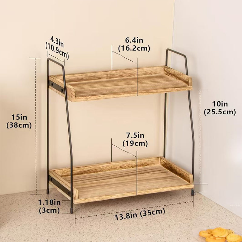 🍽️‑50 %⏰ Étagère de rangement de plan de travail à 2 niveaux, optimise l’espace sur le plan de cuisine – garde épices et ustensiles bien rangés et facilement accessibles