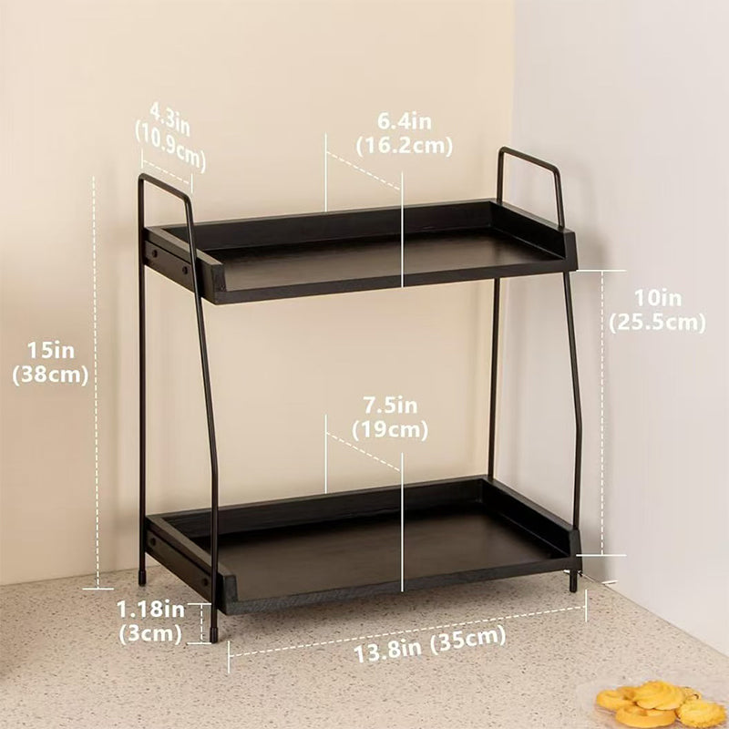 🍽️‑50 %⏰ Étagère de rangement de plan de travail à 2 niveaux, optimise l’espace sur le plan de cuisine – garde épices et ustensiles bien rangés et facilement accessibles
