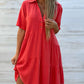 👗✨ PROMO FLASH 50% ! Robe à Boutons Couleur Unie – Col Revers, Coupe A-Ligne, Tissu Coton & Lin, Manches Courtes, Tailles S-3XL, Idéale Printemps & Été