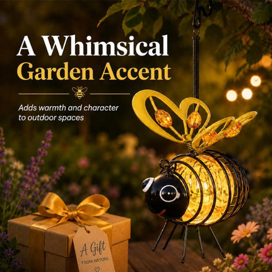 🐝 PROMO LIMITÉE 50% DE RÉDUCTION ! ☀️ Suspension Solaire Abeille Lumineuse – Ailes en Cœur, Métal, Résistant aux Intempéries 🌸