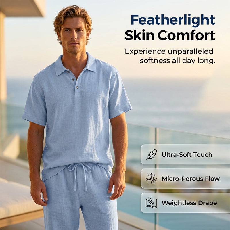 👔 50% DE RÉDUCTION 🌊 Ensemble chemise & pantalon en lin pour homme – Coupe décontractée, tenue de plage – Léger, respirant & idéal pour l’été – look relax et naturel ☀️✨