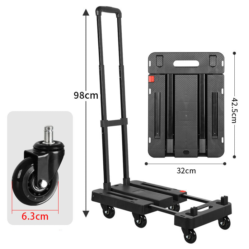 🚛 Chariot pliable | Capacité de charge de 150 kg 💪 | Roulettes silencieuses en PU 🔇 | Poignée télescopique et verrou de sécurité 🔒 | Structure compacte et peu encombrante 📦