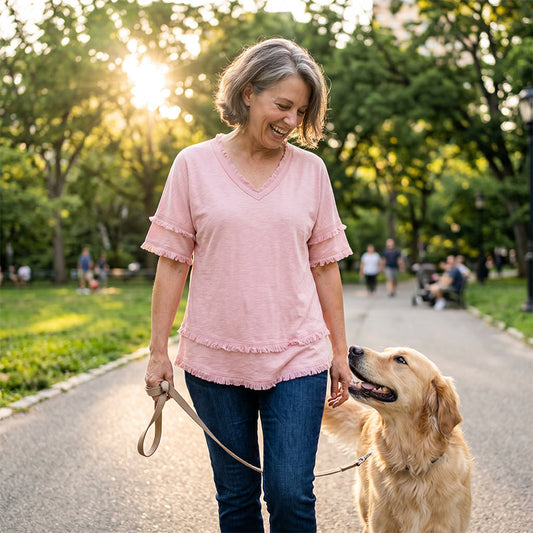👚✨ 50% DE RÉDUCTION – Haut élégant à col en V – respirant, coupe ample, idéal pour les journées d'été décontractées