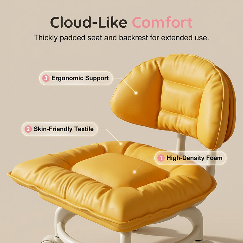 ☁️🪑 OFFRE LIMITÉE -50% | Tabouret Nuage à Roulettes – Assise Rembourrée Ultra Confort, Pivotant & Déplacement Facile ✨