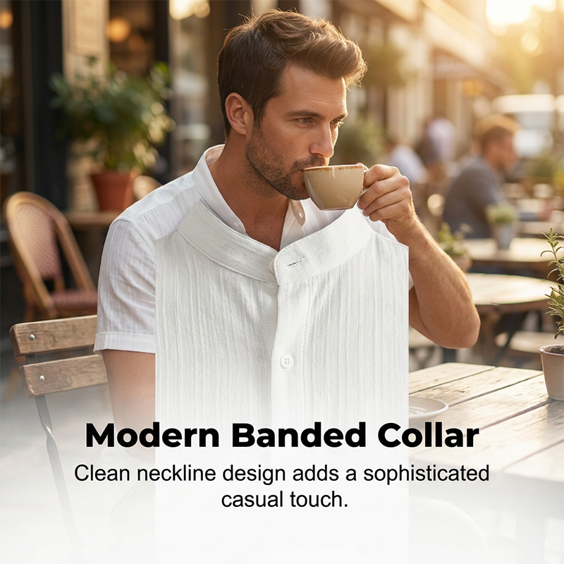 👔 50% DE RÉDUCTION 🔥 Ensemble homme 2 pièces texturé – Chemise & pantalon décontracté – Coupe coordonnée & respirante – parfait pour voyager ou un look soigné au quotidien ✨🧳🌿