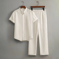 👔 50% DE RÉDUCTION 🔥 Ensemble homme 2 pièces texturé – Chemise & pantalon décontracté – Coupe coordonnée & respirante – parfait pour voyager ou un look soigné au quotidien ✨🧳🌿