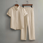 👔 50% DE RÉDUCTION 🔥 Ensemble homme 2 pièces texturé – Chemise & pantalon décontracté – Coupe coordonnée & respirante – parfait pour voyager ou un look soigné au quotidien ✨🧳🌿