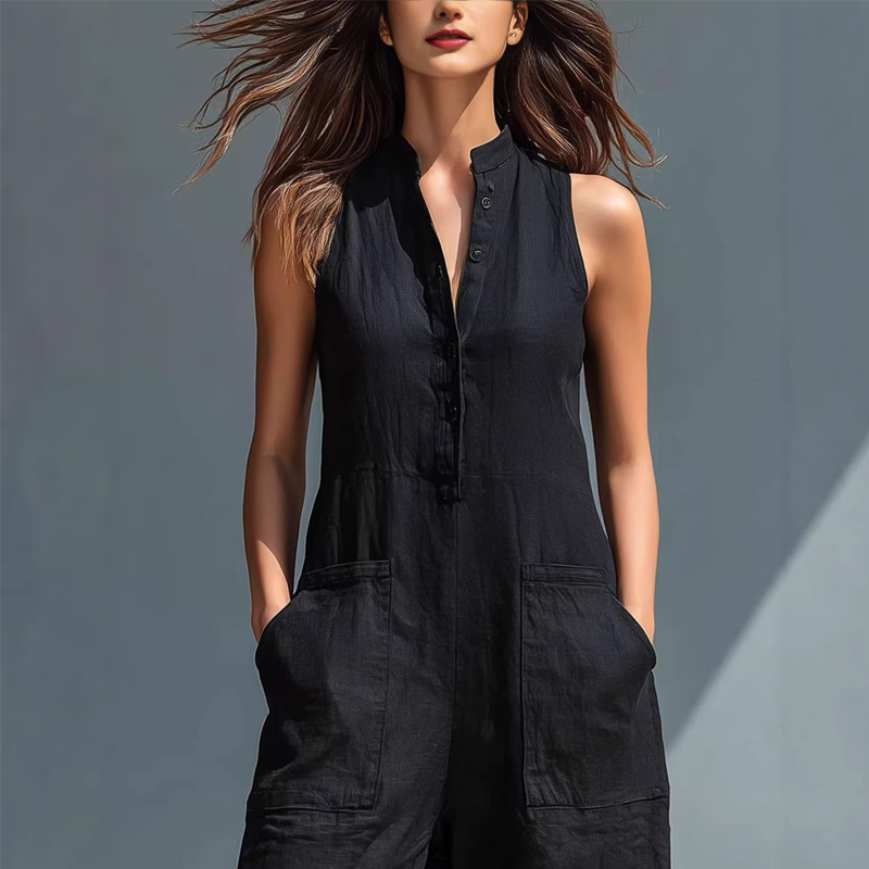 💎 -50% SUR LA COMBINAISON SANS MANCHES ! 💎 Jambes Larges, Col Boutonné & Tissu Léger pour un Été Chic