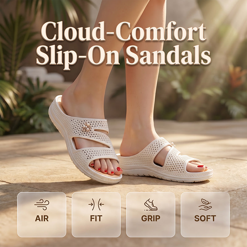 👡🌸 PROMO D'ÉTÉ -75% ! Sandales pour femme à semelle souple – Modèle à enfiler facilement, semelle épaissie et décor floral ✨