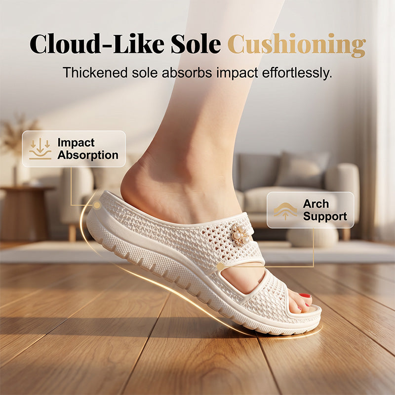 👡🌸 PROMO D'ÉTÉ -75% ! Sandales pour femme à semelle souple – Modèle à enfiler facilement, semelle épaissie et décor floral ✨