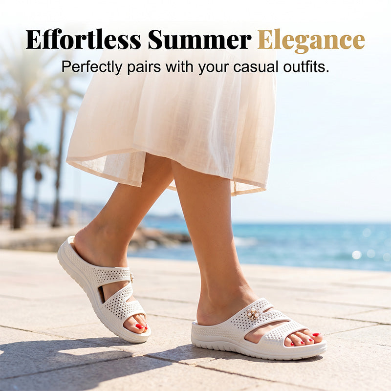 👡🌸 PROMO D'ÉTÉ -75% ! Sandales pour femme à semelle souple – Modèle à enfiler facilement, semelle épaissie et décor floral ✨