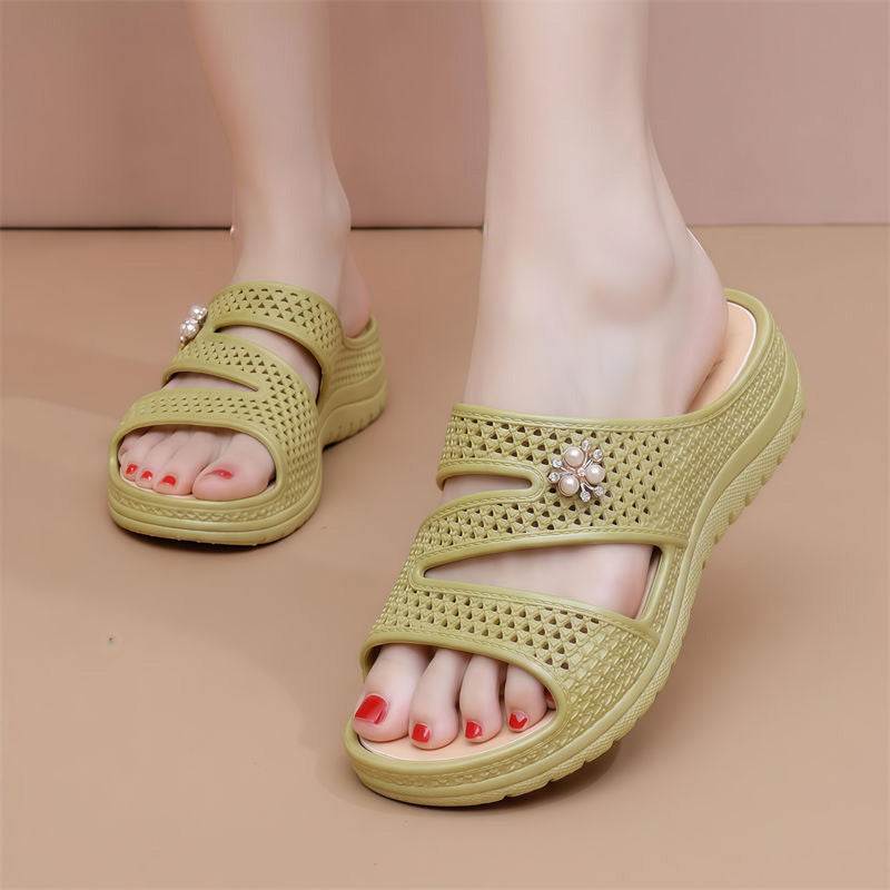 👡🌸 PROMO D'ÉTÉ -75% ! Sandales pour femme à semelle souple – Modèle à enfiler facilement, semelle épaissie et décor floral ✨