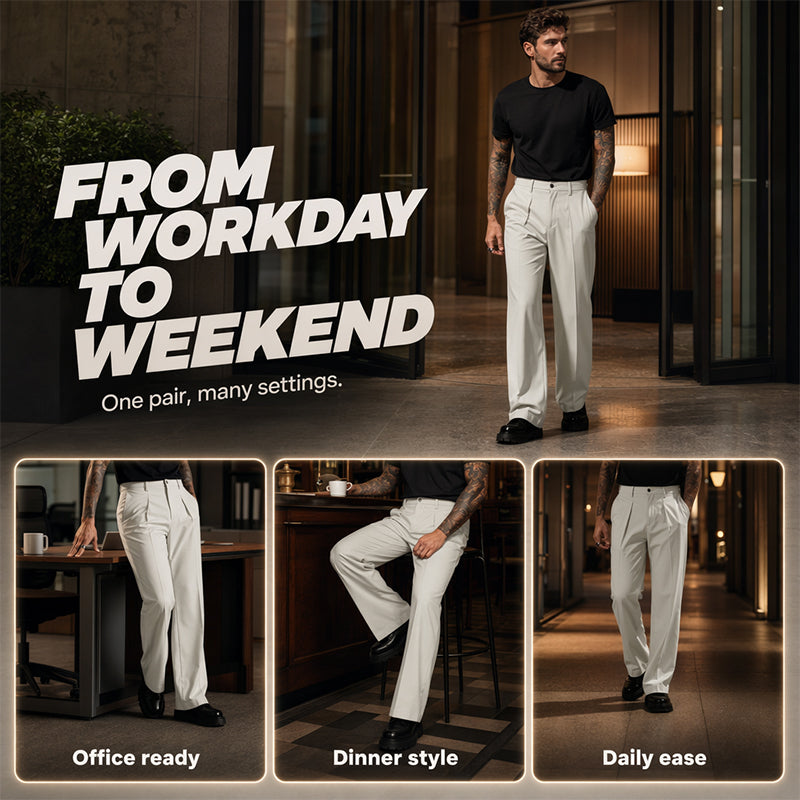 🎉 Soldes 2026 — Plus de 101 000 vendus ! 👖 Pantalon droit drapé doux pour homme – Coupe classique et tissu fluide ✨