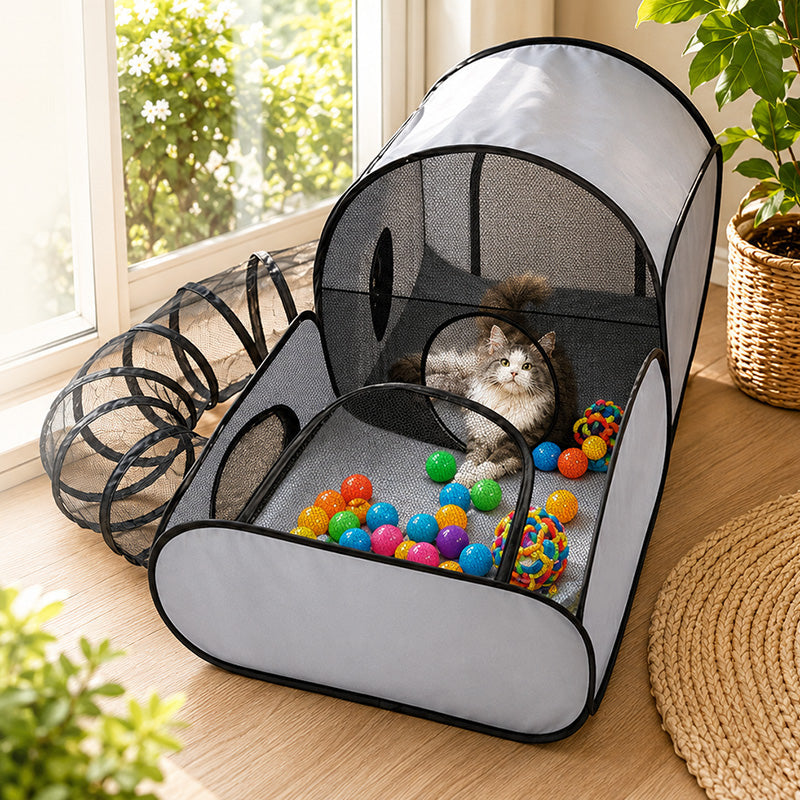 📢📢50% DE RÉDUCTION !! ⏰Grand Tunnel pour Chat - Jeu et Détente🐈🐈‍⬛🏠