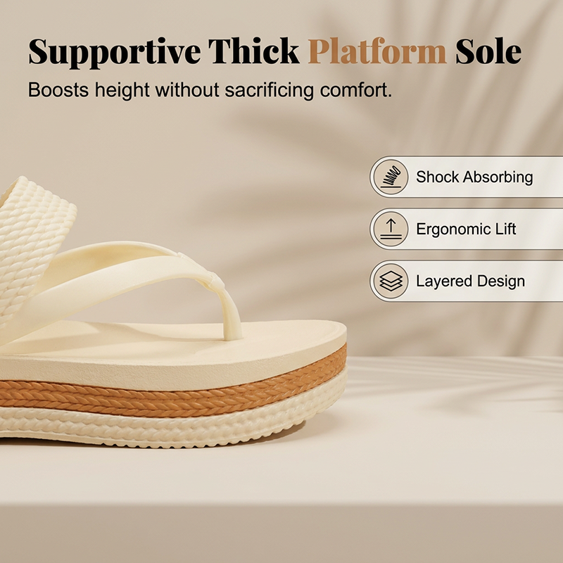 👡 -50 % MAINTENANT ! 🌸 Tongues à plateforme premium | Sandales d'été chic à brides tressées | Semelle épaisse et semelle intérieure rembourrée pour la plage